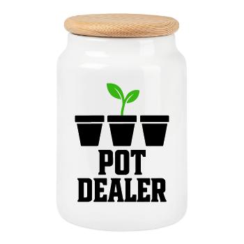Green Hand Gardening Pots Händler - Keksdose mit Holzdeckel - Weiß - Vorne