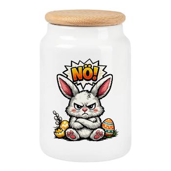 NÖ Hase Ostern Geschenk - Keksdose mit Holzdeckel - Weiß - Vorne