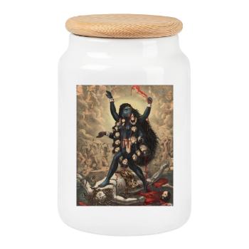 Kali, the wrathful protector - Cookie Jar with Wooden Lid - white - Front
