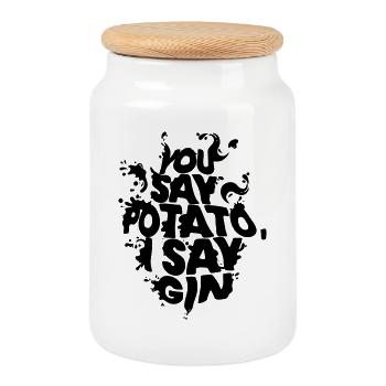 Tu dis pomme de terre, je dis gin – Citation drôle d’amateur de gin - Boîte à biscuits avec couvercle en bois - blanc - Devant