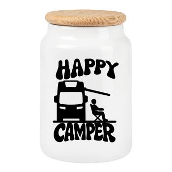 Campeur - Boîte à biscuits avec couvercle en bois - blanc - Devant