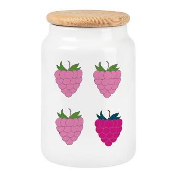 Pop Art Double Framboise - Boîte à biscuits avec couvercle en bois - blanc - Devant
