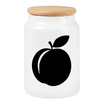Peach Silhouette – Sweet Summer Design - Cookie Jar with Wooden Lid - white - Front