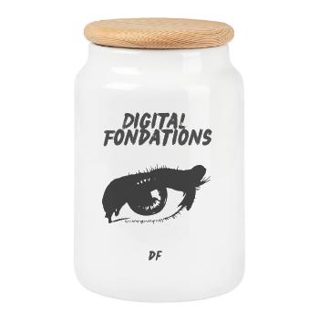 DF - Cookie Jar with Wooden Lid - white - Front