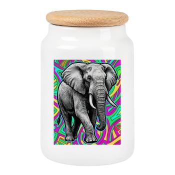 Elefant - Keksdose mit Holzdeckel - Weiß - Vorne