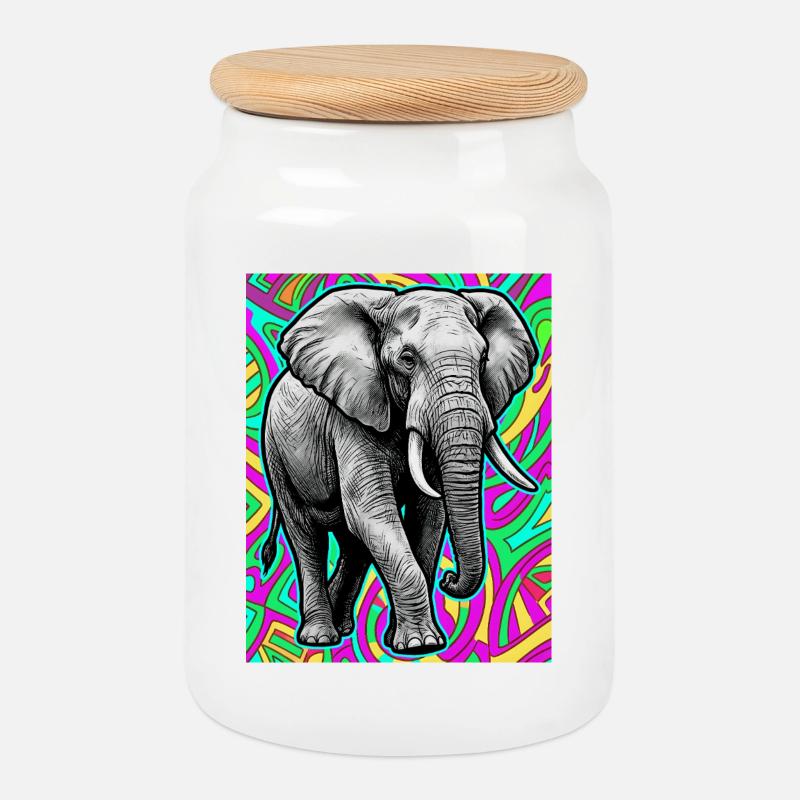 Elefant - Keksdose mit Holzdeckel - Weiß