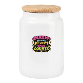 Math Counts : un design rétro vibrant - Boîte à biscuits avec couvercle en bois - blanc - Devant