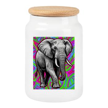 Elefant - Keksdose mit Holzdeckel - Weiß - Vorne
