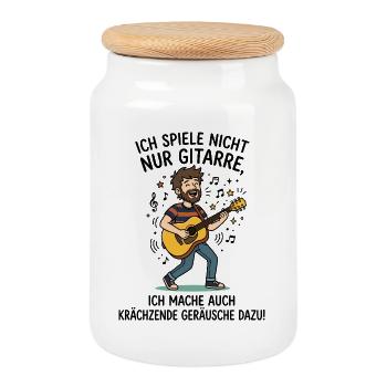 Gitarre Spielen Humor Musiker - Keksdose mit Holzdeckel - Weiß - Vorne