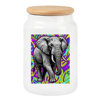 Elefant - Keksdose mit Holzdeckel - Weiß - Vorne