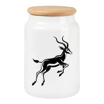 Impala africaine - Boîte à biscuits avec couvercle en bois - blanc - Devant