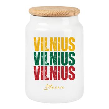 Vilnius, Litauen, ich liebe Vilnius - Keksdose mit Holzdeckel - Weiß - Vorne