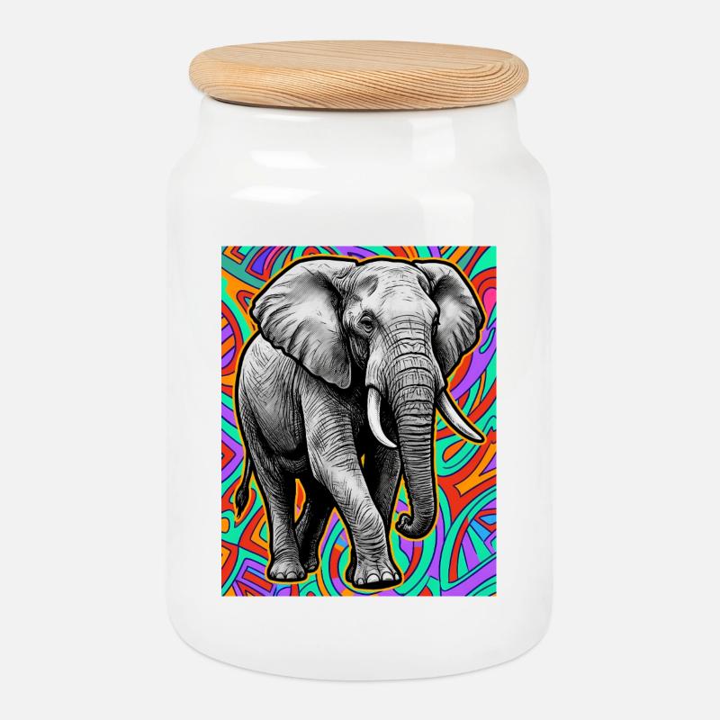 Elefant - Keksdose mit Holzdeckel - Weiß