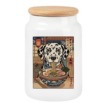 Dalmatian Ramen Izakaya - Cookie Jar with Wooden Lid - white - Front