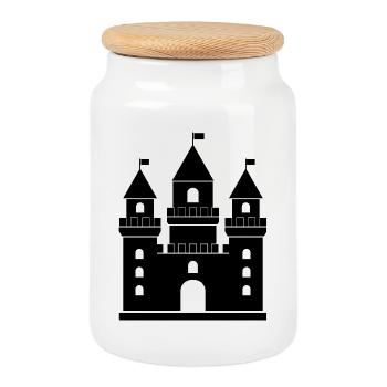 Burg - Keksdose mit Holzdeckel - Weiß - Vorne