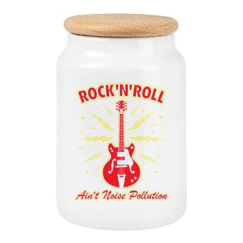 Rock 'n' Roll ist keine Lärmbelastung - Keksdose mit Holzdeckel - Weiß - Vorne
