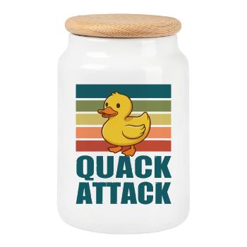 Quack Attack Duck - Cookie Jar with Wooden Lid - white - Front