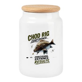 Conception de la pêche à la carpe Confiance du gréement Chod - Boîte à biscuits avec couvercle en bois - blanc - Devant