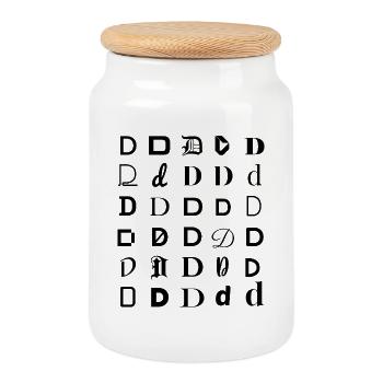Typography D letter mosaic design. - Cookie Jar with Wooden Lid - white - Front