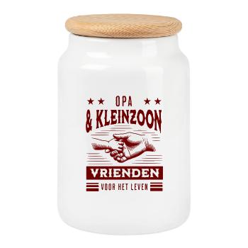 Opa und Enkel, Freunde fürs Leben Vatertag - Keksdose mit Holzdeckel - Weiß - Vorne