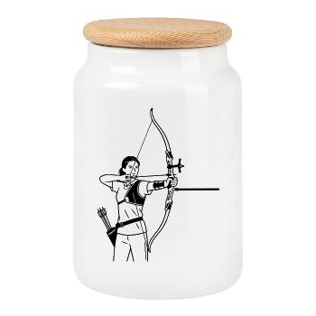 Archery - Cookie Jar with Wooden Lid - white - Front