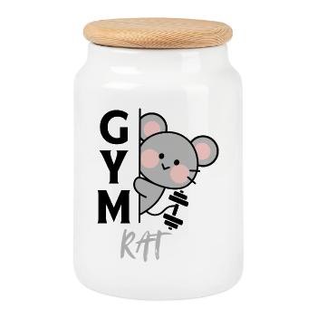 Kawaii Coin Mouse - Cookie Jar with Wooden Lid - white - Front