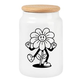 Blume - Keksdose mit Holzdeckel - Weiß - Vorne