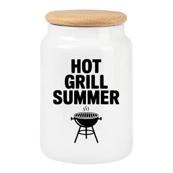 Hot Grill Summer - Keksdose mit Holzdeckel - Weiß - Vorne