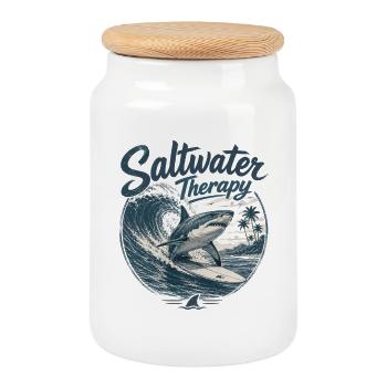 Saltwater Therapy Surfwave - Keksdose mit Holzdeckel - Weiß - Vorne