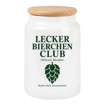 Lecker Bierchen Club – Offizielles Mitglied - Keksdose mit Holzdeckel - Weiß - Vorne