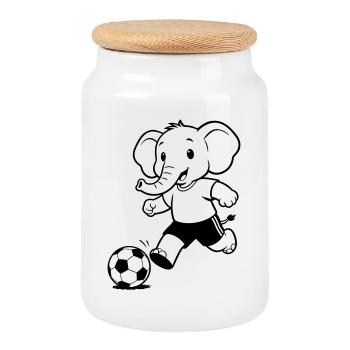 Elephant Football - Keksdose mit Holzdeckel - Weiß - Vorne