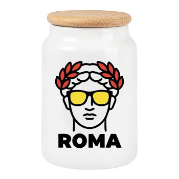 Rom Statue Sonnenbrille Italien Urlaub - Keksdose mit Holzdeckel - Weiß - Vorne