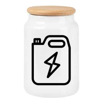 carburant - Boîte à biscuits avec couvercle en bois - blanc - Devant