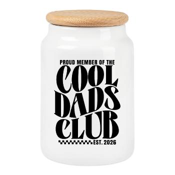 Cool Dads Club - Dad-to-be 2026 Gift - Cookie Jar with Wooden Lid - white - Front