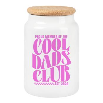Cool Dads Club - Dad-to-be 2026 Gift - Cookie Jar with Wooden Lid - white - Front