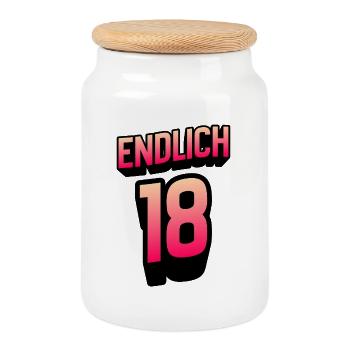 Endlich 18 Gradient Neon - Keksdose mit Holzdeckel - Weiß - Vorne