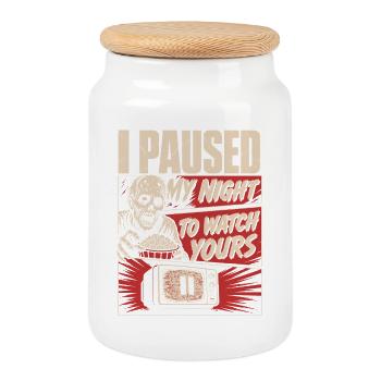 Horror Personality Trait Design - Cookie Jar with Wooden Lid - white - Front
