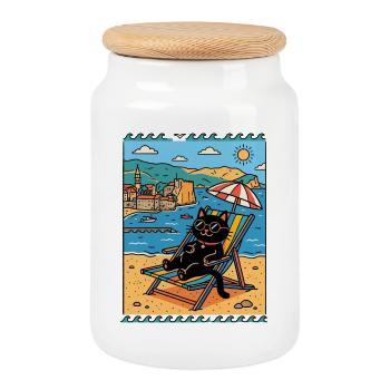 Voyage au Monténégro Balkans Côte adriatique Montagnes - Boîte à biscuits avec couvercle en bois - blanc - Devant