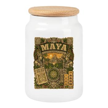 Civilisation maya - Boîte à biscuits avec couvercle en bois - blanc - Devant
