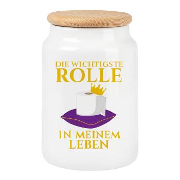 Wichtigste Rolle Im Leben Klopapier Spruch - Keksdose mit Holzdeckel - Weiß - Vorne