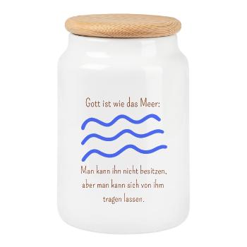 Gott ist wie das Meer, man kann ihn nicht besitzen - Keksdose mit Holzdeckel - Weiß - Vorne
