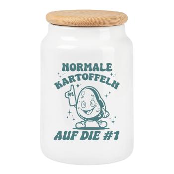 Normale Kartoffeln auf die 1 Deutschland - Keksdose mit Holzdeckel - Weiß - Vorne