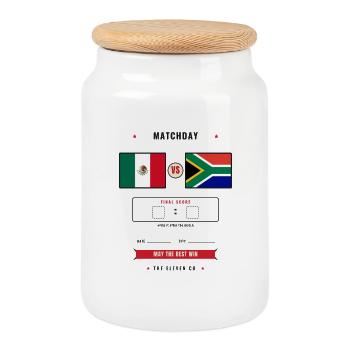  Mexico vs South Africa Football Score Card - Boîte à biscuits avec couvercle en bois - blanc - Devant