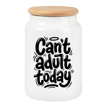 Pas d’âge adulte aujourd’hui - Boîte à biscuits avec couvercle en bois - blanc - Devant