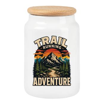 Trailrunning-Abenteuer - Keksdose mit Holzdeckel - Weiß - Vorne