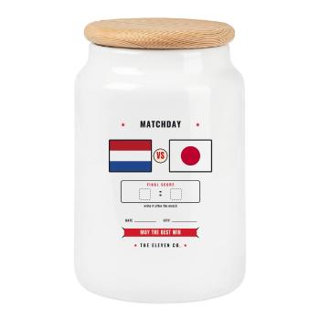 Netherlands vs Japan Football Score Card - Boîte à biscuits avec couvercle en bois - blanc - Devant