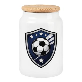 Soccer Shield Crest - Keksdose mit Holzdeckel - Weiß - Vorne