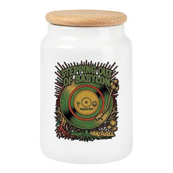 Dub Reggae Dreamer - Cookie Jar with Wooden Lid - white - Front