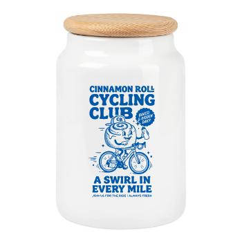 Club de cyclisme Cinnamon Roll Vintage - Boîte à biscuits avec couvercle en bois - blanc - Devant