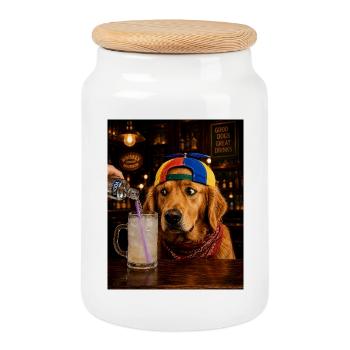 Baby Bell Malle Hund Wodka Lemon - Mallorca Party - Keksdose mit Holzdeckel - Weiß - Vorne